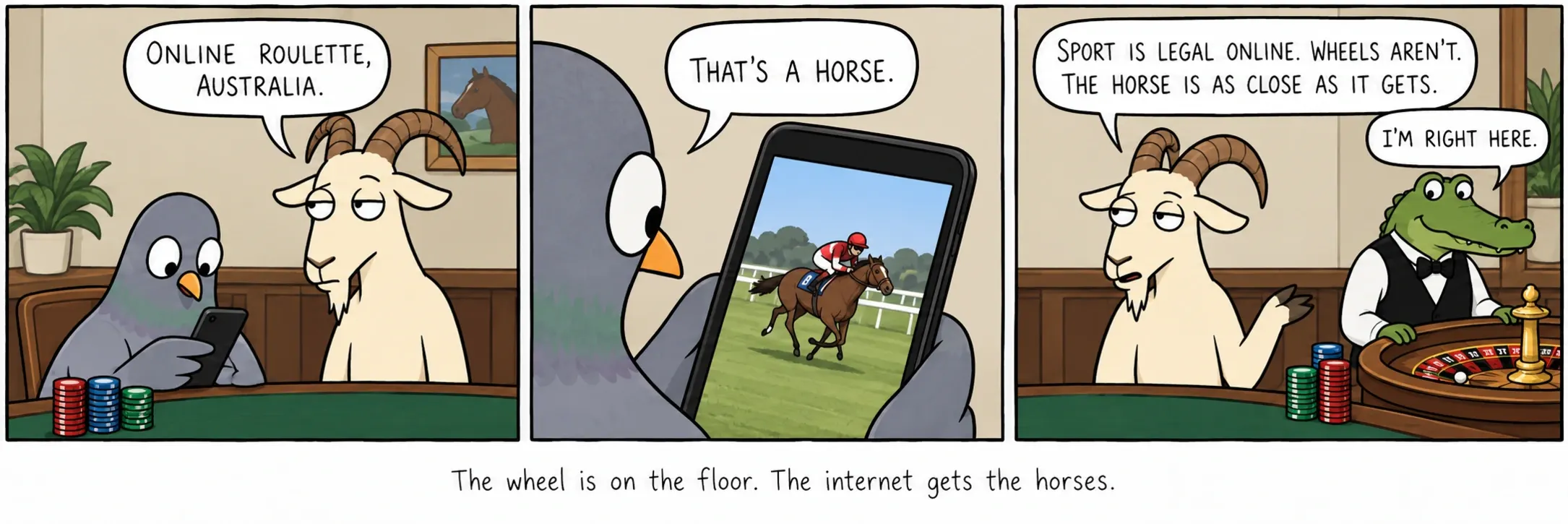 Le cylindre est dans la salle. Internet récupère les chevaux.